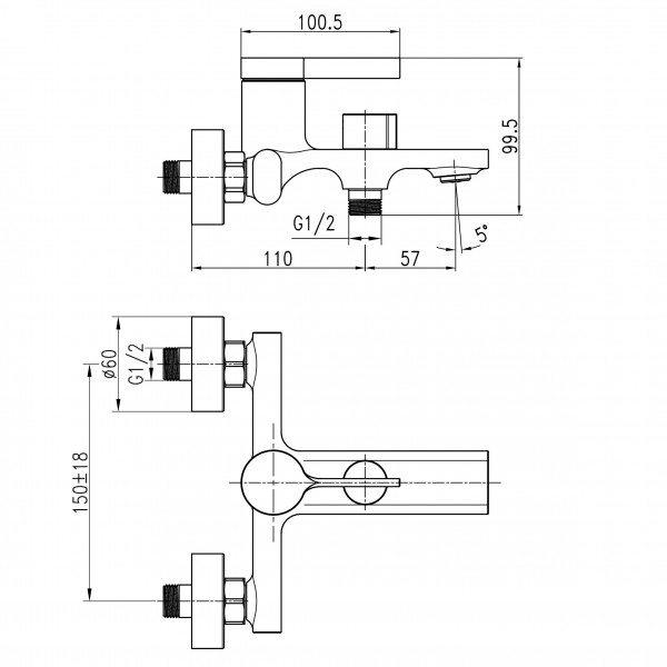 Смеситель для ванны TOPAZ  Moderno TMD-33101-H78A