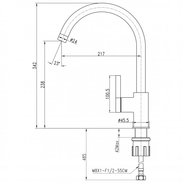 Смеситель для кухни TOPAZ  MODERNO TMD-33403-H78A