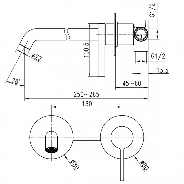 Смеситель для умывальника TOPAZ MODERNO TMD-33235-H78A