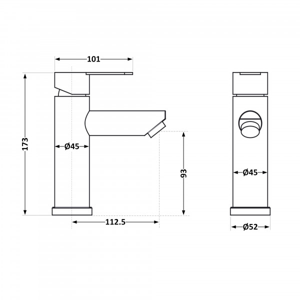 Змішувач для раковини Brinex Pure 001F низький  Nickel BRIPUR001FNKL