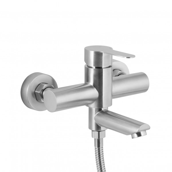 Смеситель для ванны Brinex Pure 006 с поворотным изливом (с душевым гарнитуром) Nickel BRIPUR006NKL