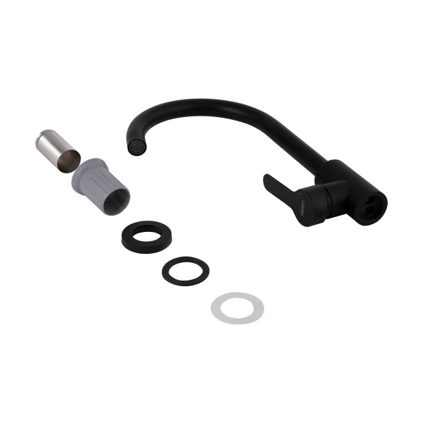 Смеситель для кухни Brinex Pure 015F U-образный  Black Matt BRIPUR015FBLM