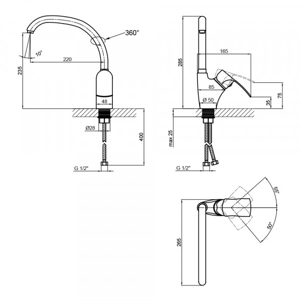 Смеситель для кухни Lidz Anny 007F (k40) LDANN007FCRM35122 Chrome