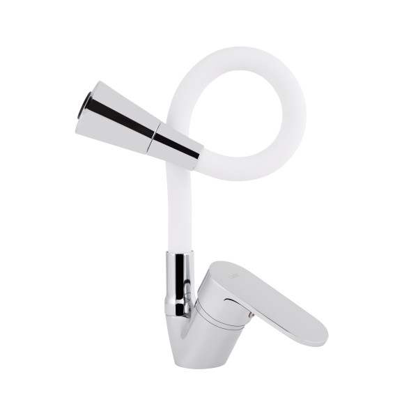 Смеситель для кухни Lidz Tani 008F3 с гибким изливом (k40) LDTAN008F3WCR37037 Chrome/White