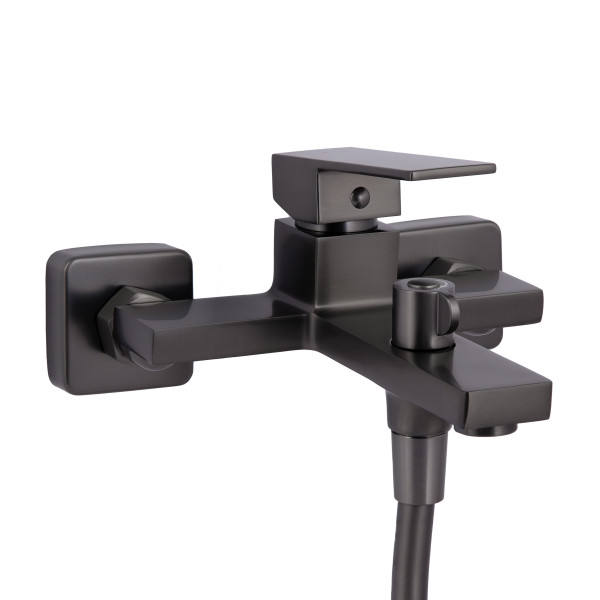 Смеситель для ванны Qtap Gemini (c душевым гарнитуром) QTGEM259GMB45684 Gunmetal Black PVD
