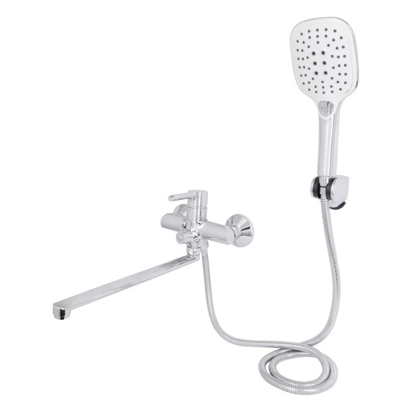Смеситель для ванны Qtap Grand с поворотным изливом (c душевым гарнитуром) QTGRACRM005 Chrome