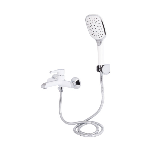 Смеситель для ванны Qtap Grand (c душевым гарнитуром) QTGRAWCR006 Chrome/White