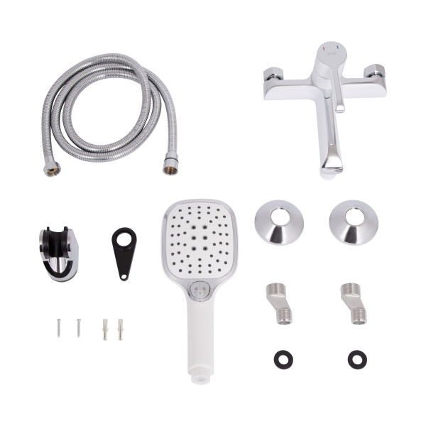 Смеситель для ванны Qtap Grand (c душевым гарнитуром) QTGRAWCR006 Chrome/White