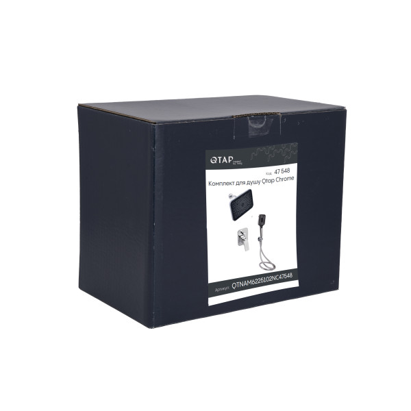 Комплект для душа Qtap Namesti Chrome: Смеситель QTNAM6225102NC + Лейки (QTRUC125CRM45954,QTHLA107CRM45784) + Шланг QTHADPVC200C + QTCRMBH130