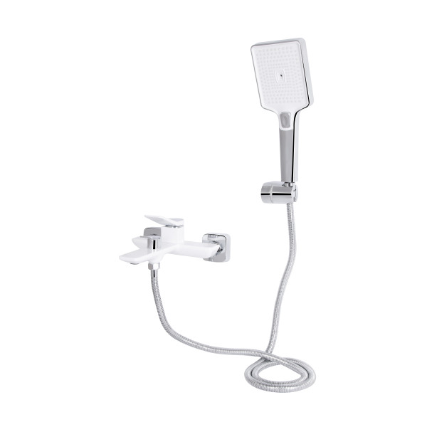 Смеситель для ванны Qtap Presto (c душевым гарнитуром) QTPRE259CRW45579 Chrome/White