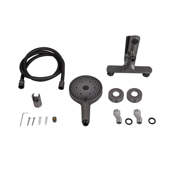 Смеситель для ванны Qtap Slavonice (c душевым гарнитуром) QTSLV259GMB48035 Gunmetal Black PVD