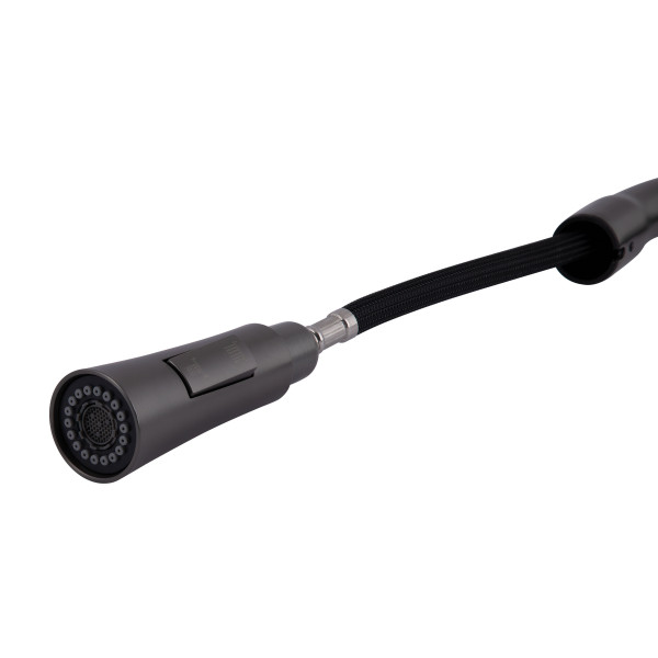 Смеситель для кухни Qtap Vlasta New с выдвижным изливом QTVLA344GMB45647 Gunmetal Black PVD