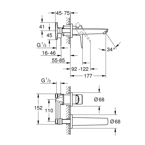 Смеситель скрытого монтажа для раковины Grohe BauLoop New 20289001