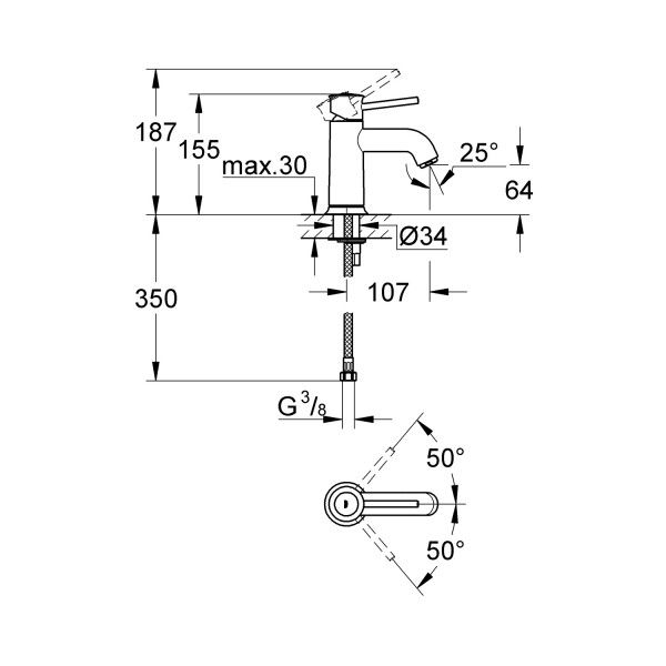 Смеситель для раковины Grohe BauClassic S-Size 23162000