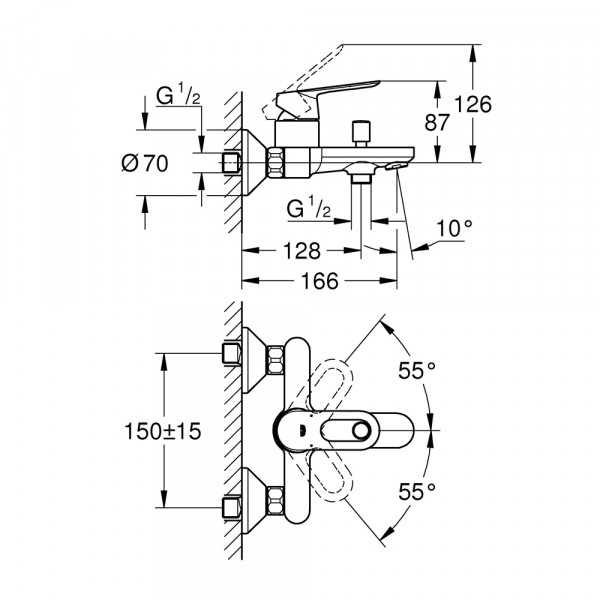 Смеситель для ванны Grohe BauLoop 23603000