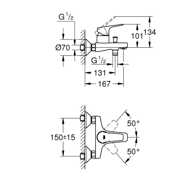 Смеситель для ванны Grohe Start Flow 23772000