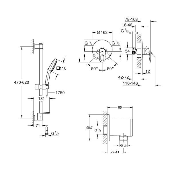 Душевая система Grohe Bauloop с гарнитуром Vitalio Comfort 110 и подключением Vitalio 2908026929