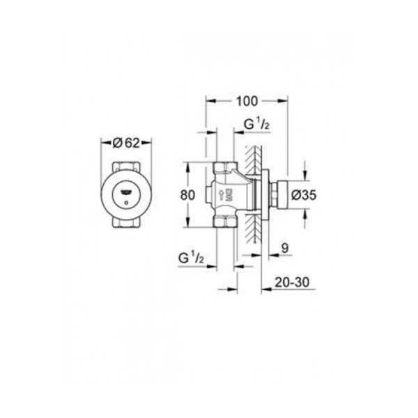 Нажимной автоматический вентиль Grohe Euroeco Cosmopolitan T 36268000