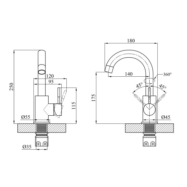 Смеситель для раковины Agua Acero - INOX011