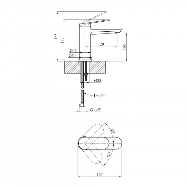 Смеситель для раковины Kroner Element 211110-3801