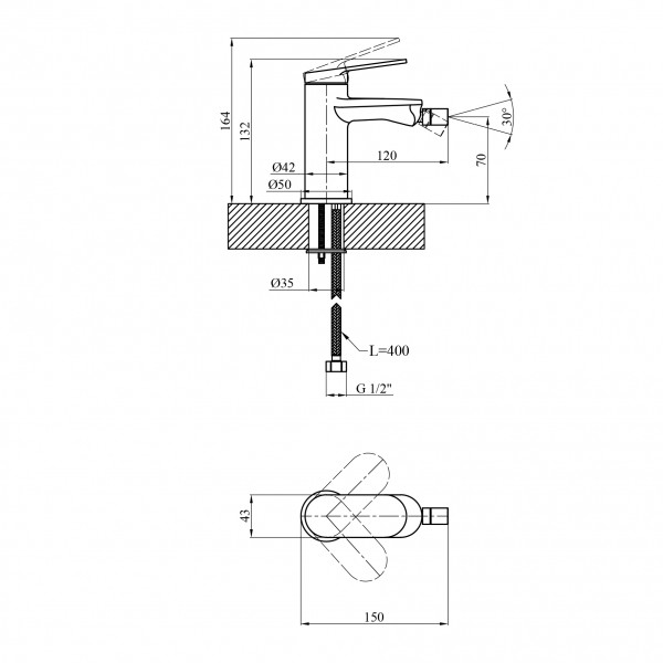 Смеситель для биде Kroner Element 211210-0101