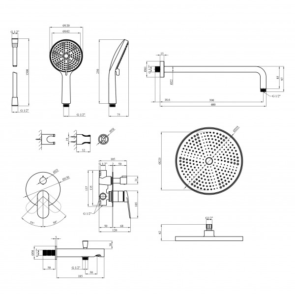 Душевая система Kroner Element 211335A-3801