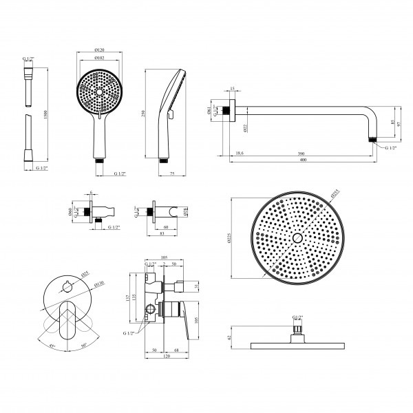 Душевая система Kroner Element 211335B-5301