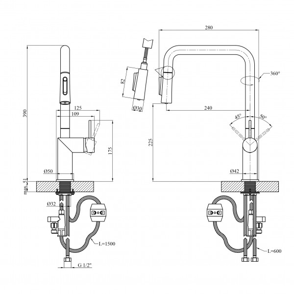 Змішувач для кухні Kroner Element 296569B-5301