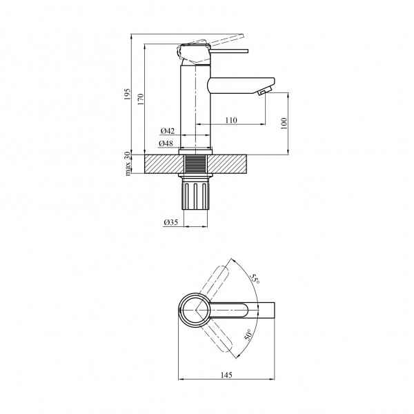 Смеситель для раковины Agua Elposo - INOX010