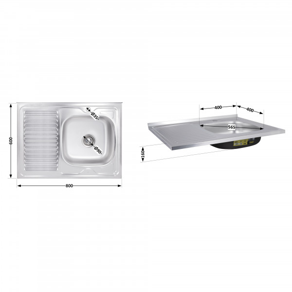 Кухонная мойка Brinex 6080-R 0,6 мм Satin (BRIN6080RSAT06)