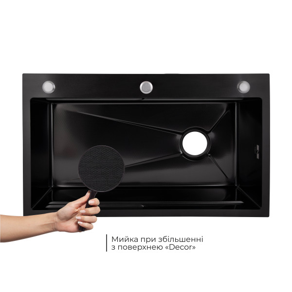 Lidz Handmade H7545B Мойка для кухни интегрированная Decor Black PVD Honeycomb 3,0/1,0 мм LDH7545BDECPVD48373