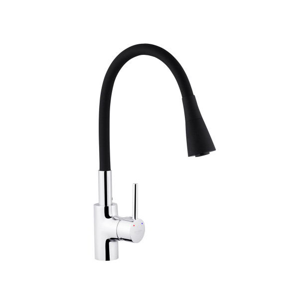 Комплект кухонна мийка Kroner Gebürstet-6050HM + змішувач Küche-C031BLK + дозатор Spender-016