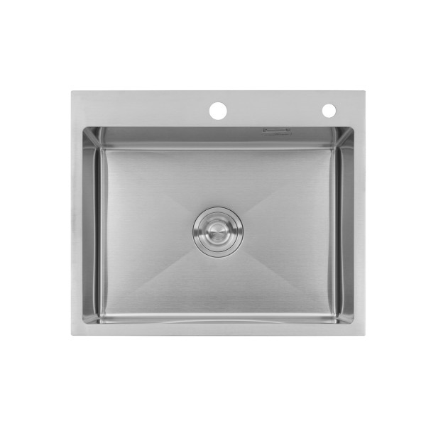Комплект кухонна мийка Kroner Gebürstet-6050HM + змішувач Ersel-C03111BLK + дозатор Spender-016
