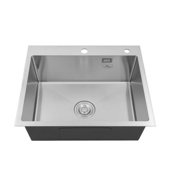 Комплект кухонна мийка Kroner Gebürstet-6050HM + змішувач Ersel-C03111BLK + дозатор Spender-016