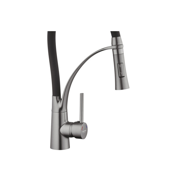 Комплект кухонна мийка Kroner Schwarze-5050HM PVD + змішувач Ersel-GRP03393BLK + дозатор Spender-026