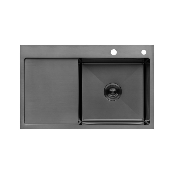 Комплект кухонна мийка Kroner Schwarze-7849RHM PVD + змішувач Edelstahl Klassisch-SCH035PVD + дозатор Spender-026