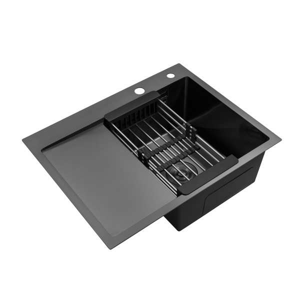 Кухонная мойка Kroner KRP Schwarze - 6350RHM PVD (3.0/1.0 мм)