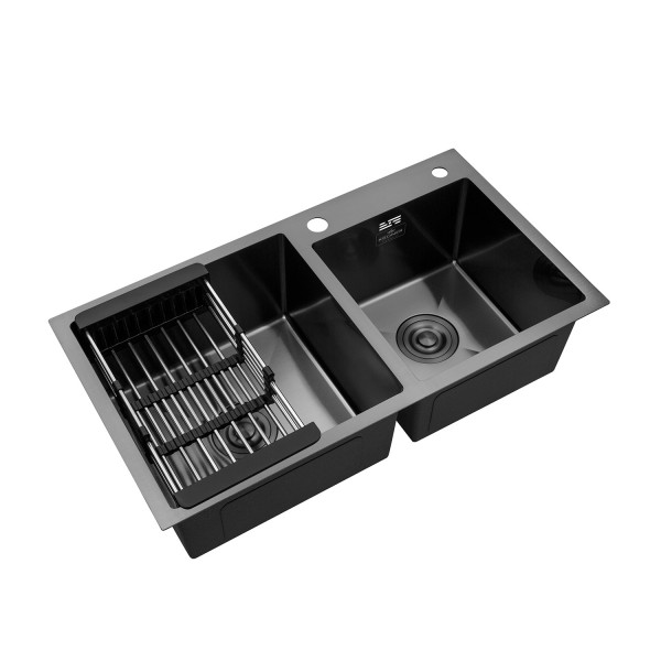 Кухонная мойка Kroner KRP Schwarze - 7843ZHM PVD (3.0/1.0 мм)