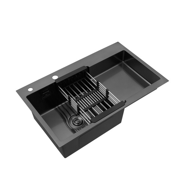 Кухонная мойка Kroner KRP Schwarze - 7848LHM PVD (3.0/1.0 мм)