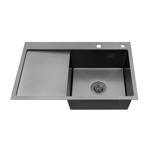 Кухонная мойка Kroner KRP Schwarze - 7849RHM PVD (3.0/1.0 мм)