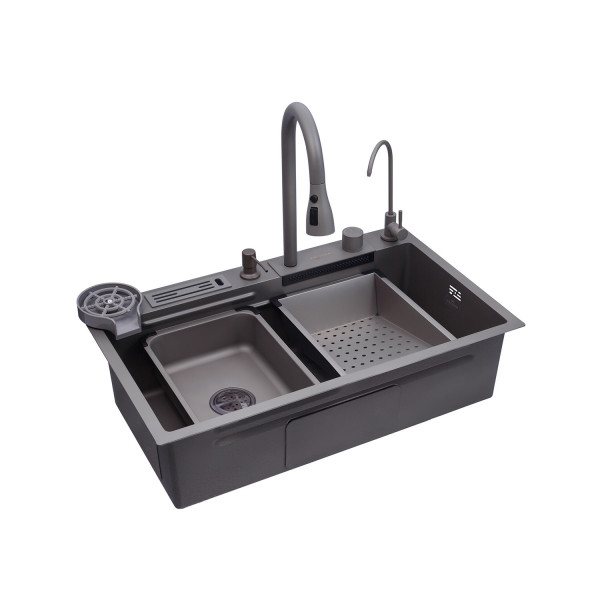 Кухонная мойка Kroner KRP Schwarze - SET7545NG PVD (3.0/0.8 мм)