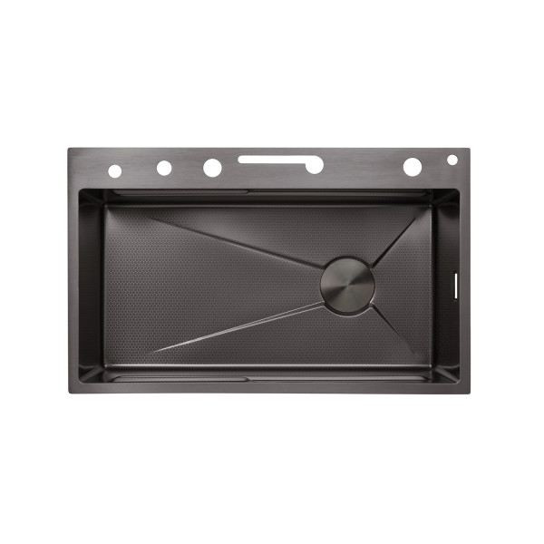 Кухонна мийка Kroner KRP Schwarze - SET7546ARTHM PVD (3.0/0.8 мм)