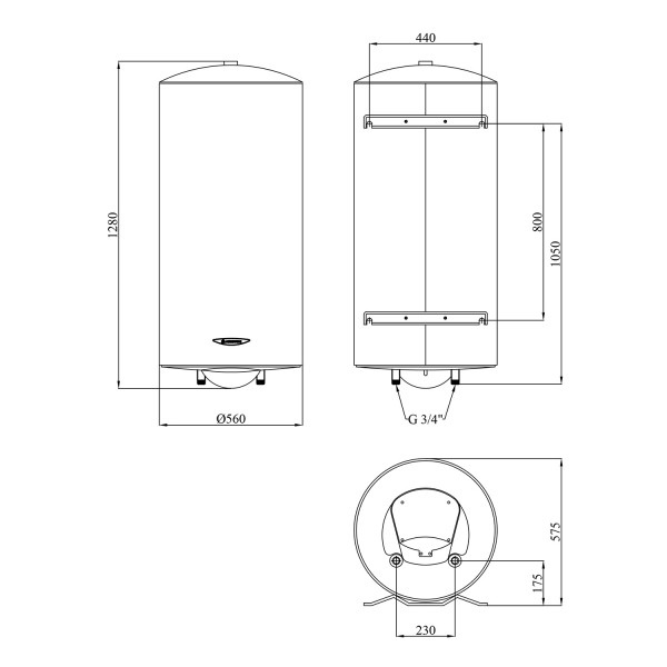 Бойлер Ariston ARI 200 VERT 560 THER MO EU с мокрым ТЭНом 3000327
