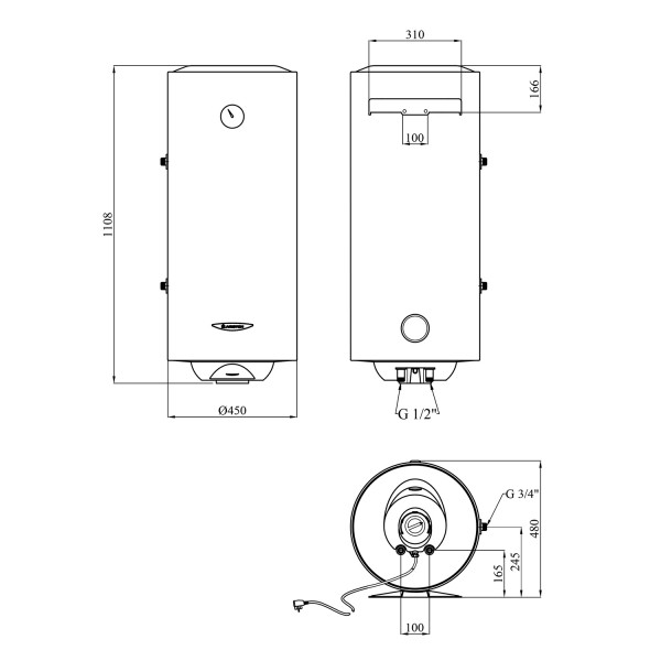 Бойлер Ariston PRO1 R 120 VTS EVO EU с мокрым ТЭНом 3060649