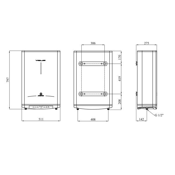 Бойлер Ariston VELIS PRO DRY WIFI 50 EU с сухим ТЭНом 3100908