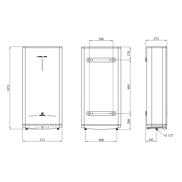 Бойлер Ariston Velis Tech 80 EU с мокрым ТЭНом 3100918