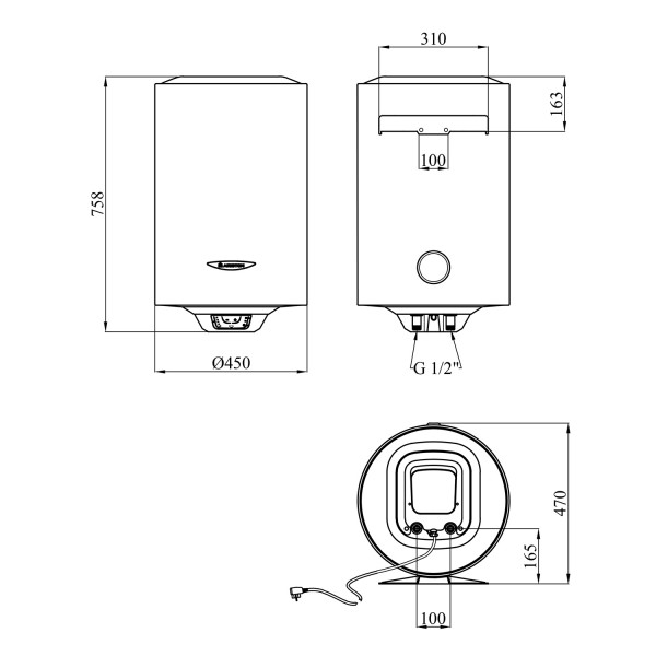 Бойлер Ariston PRO1 R 80 V 1,8K PL DRY HEATER с сухим ТЭНом 3201855