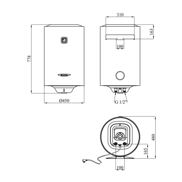 Бойлер Ariston PRO1 R 80 V 1,8K PL EU с мокрым ТЭНом 3201903