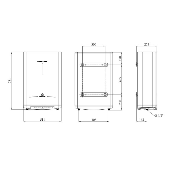 Бойлер Ariston Velis PRO 50 EU с мокрым ТЭНом 3626135
