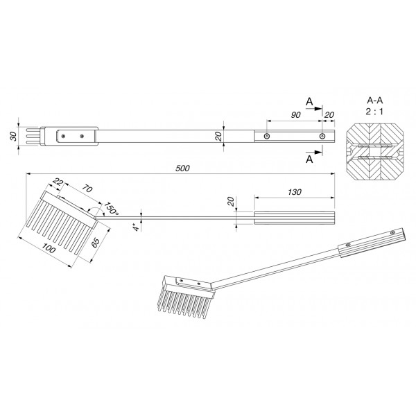 Щетка для камина SAVEN Brush L (50cm) black